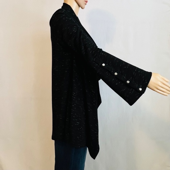 White House Black Market Open Fleecy Cardigan Cozy Black & White Women's Size M - Picture 5 of 13